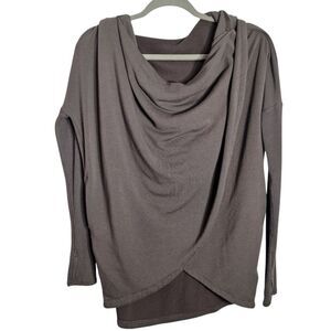Athleta Purana Sweatshirt Hoodie Oversized Wrap Long Sleeve Brown XXS Womens